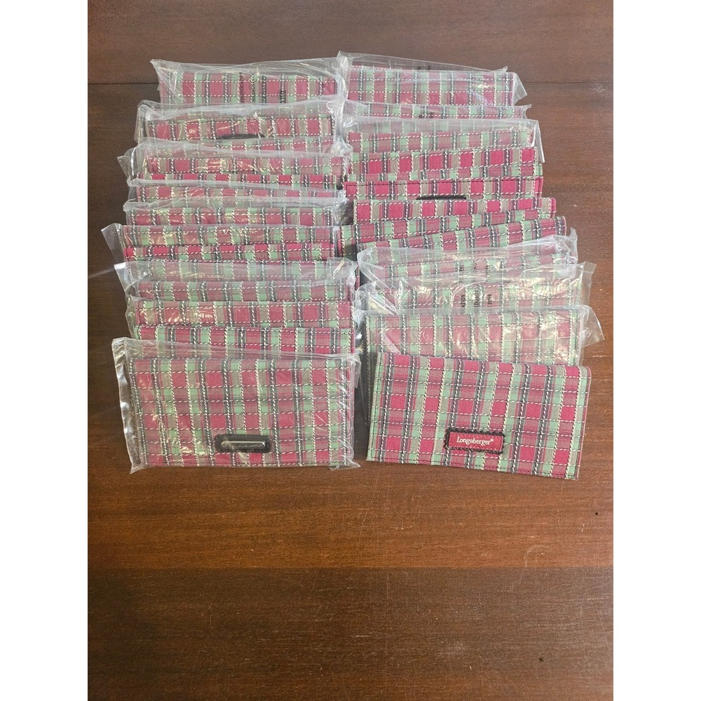 Longaberger Christmas Plaid Fabric Checkbook Covers Lot of 32 Wholesale Gifts $1